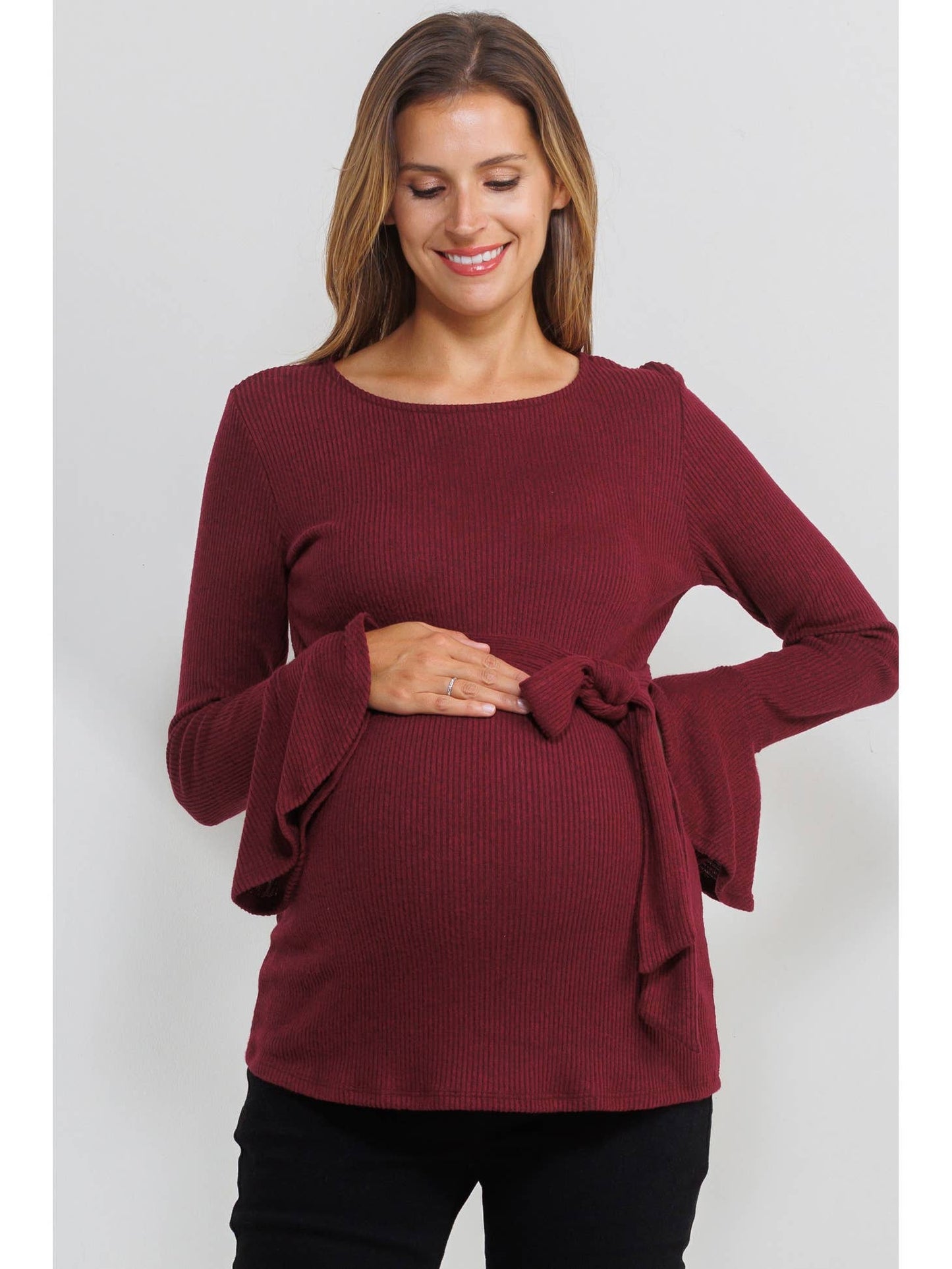 Maternity Shirt with Bell Sleeves| Burgundy