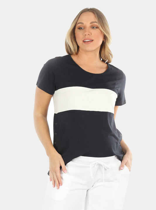 Nursing T-Shirt Navy and White