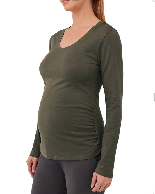 Women’s Maternity Ruched Long Sleeve Tee | Grape Leaf